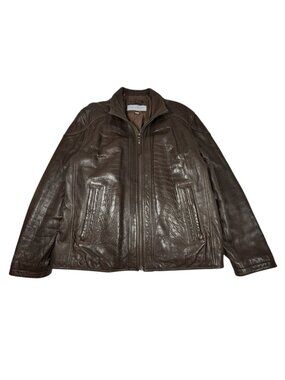 VTG 90s Marc New York Andrew Mark Brown Leather Bomber Jacket Sz XL Insulated